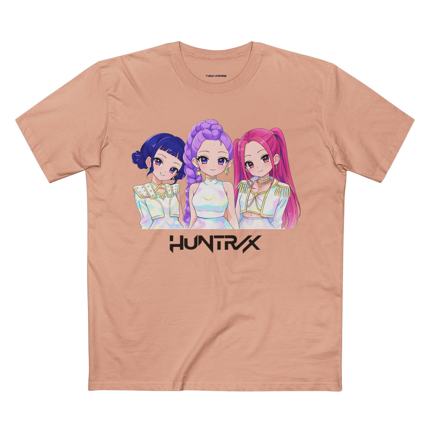 HUNTRAX Anime Girl Trio Graphic Tee — Kawaii Pastel Streetwear T‑Shirt