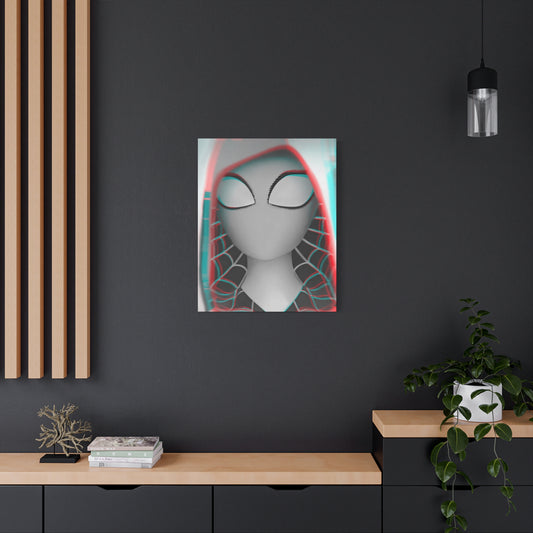 Spider-Gwen Canvas Art Print — 3D Glitch Portrait on Matte Stretched Canvas