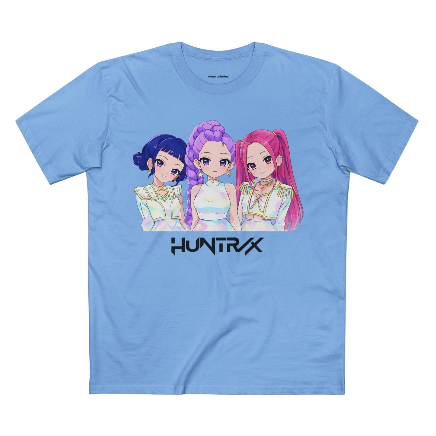 HUNTRAX Anime Girl Trio Graphic Tee — Kawaii Pastel Streetwear T‑Shirt