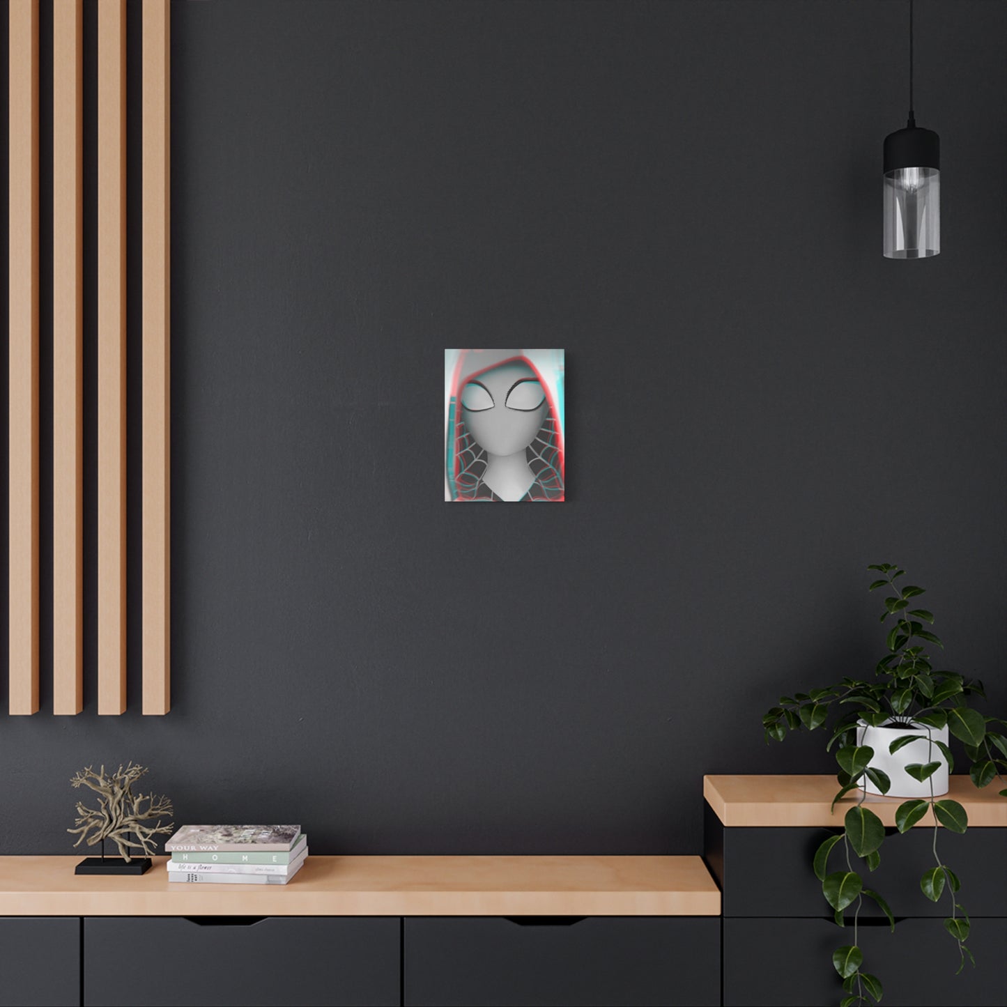 Spider-Gwen Canvas Art Print — 3D Glitch Portrait on Matte Stretched Canvas