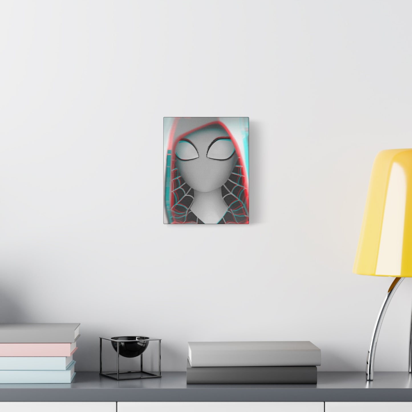 Spider-Gwen Canvas Art Print — 3D Glitch Portrait on Matte Stretched Canvas
