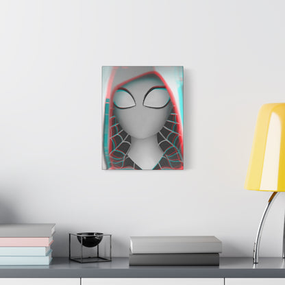 Spider-Gwen Canvas Art Print — 3D Glitch Portrait on Matte Stretched Canvas