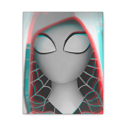 Spider-Gwen Canvas Art Print — 3D Glitch Portrait on Matte Stretched Canvas