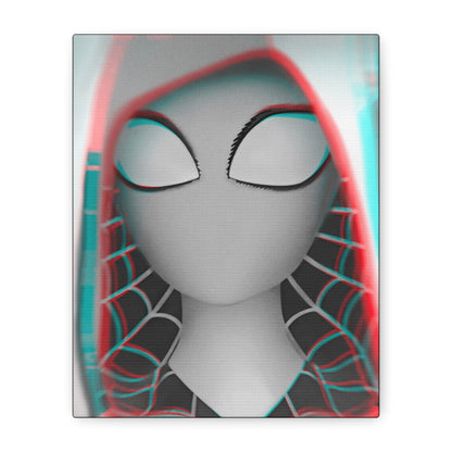 Spider-Gwen Canvas Art Print — 3D Glitch Portrait on Matte Stretched Canvas