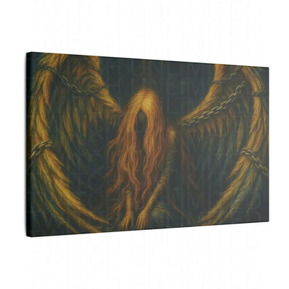 Chained Innocence Matte Canvas Wall Art, Dark Golden Winged Figure - Canvas