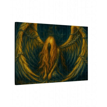 Chained Innocence Matte Canvas Wall Art, Dark Golden Winged Figure - Canvas