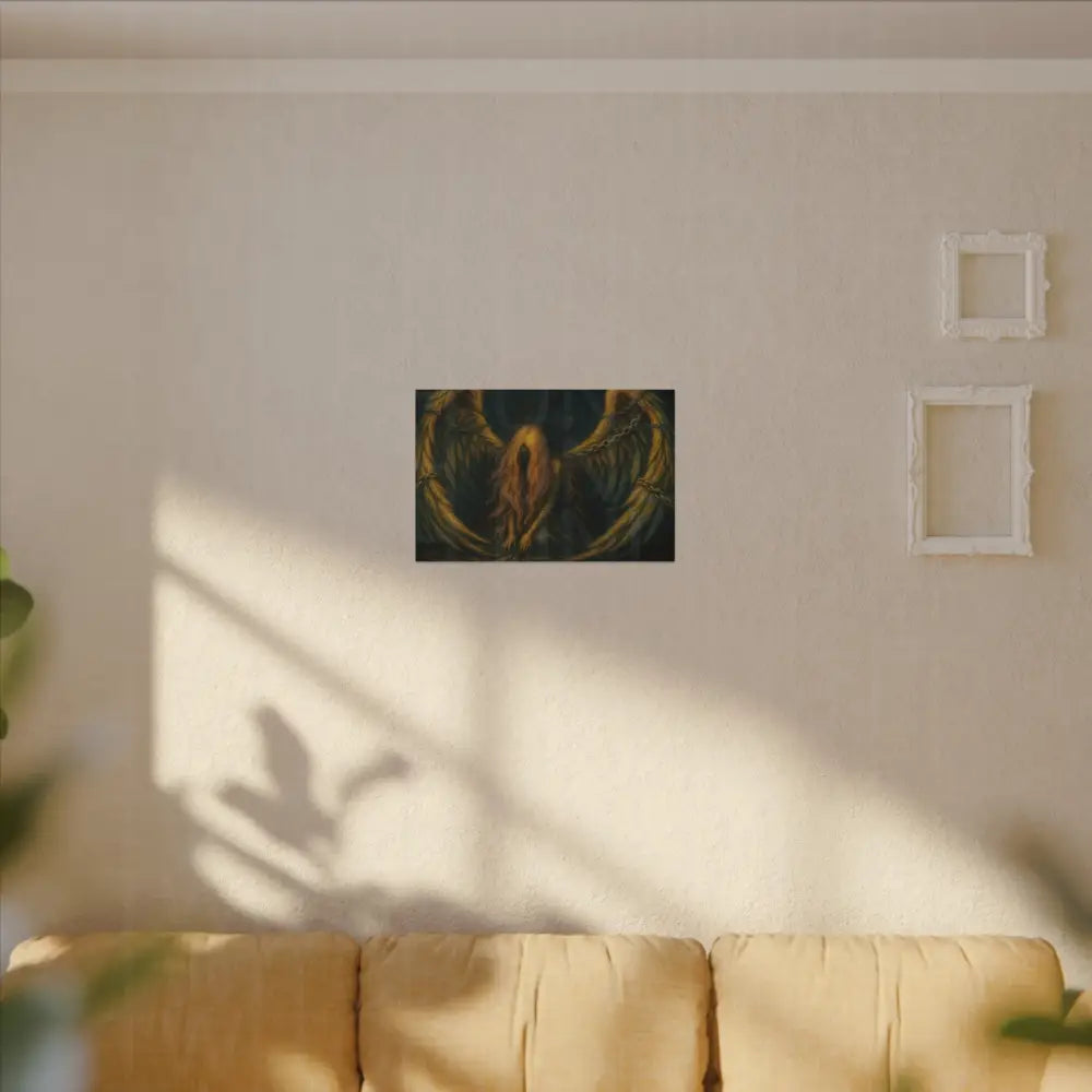 Chained Innocence Matte Canvas Wall Art, Dark Golden Winged Figure - Canvas