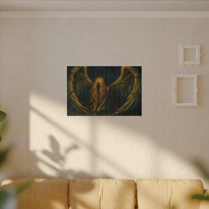 Chained Innocence Matte Canvas Wall Art, Dark Golden Winged Figure - Canvas