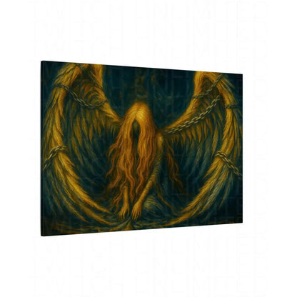 Chained Innocence Matte Canvas Wall Art, Dark Golden Winged Figure - Canvas
