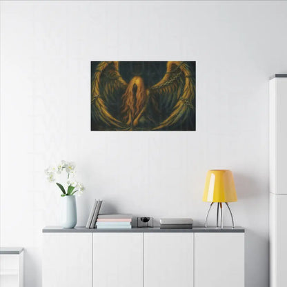 Chained Innocence Matte Canvas Wall Art, Dark Golden Winged Figure - Canvas