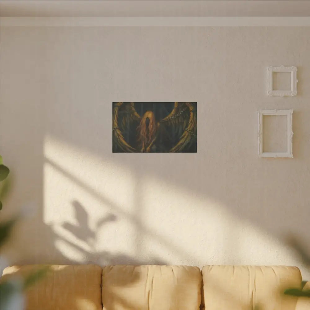 Chained Innocence Matte Canvas Wall Art, Dark Golden Winged Figure - Canvas